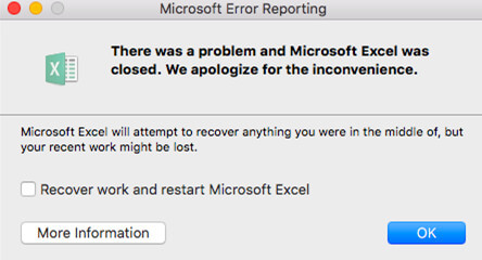  Hubo un problema y Microsoft Excel se cerró
