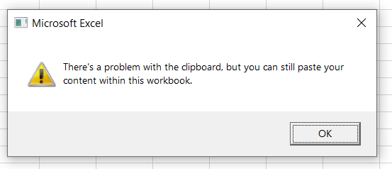 problema de Excel con el portapapeles
