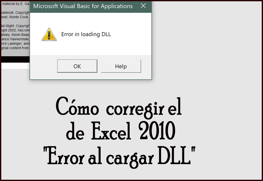 C mo Corregir El De Excel 2010 Error Al Cargar DLL Expedir