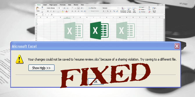 Error de infracción de uso compartido de Excel,