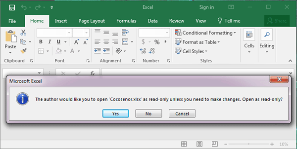 El archivo de Excel está en solo lectura Recomendado