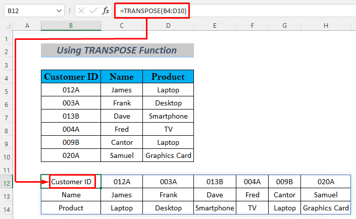 Microsoft Excel Transpose no funciona