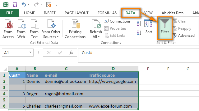  borrar blank filas en Excel 10