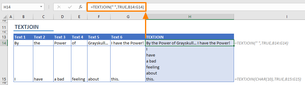 Excel TEXTJOIN no funciona