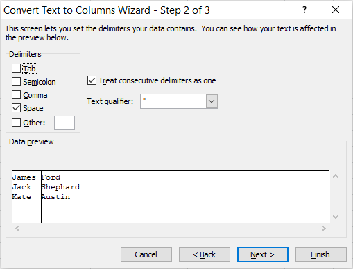 Excel texto a columnas no funciona