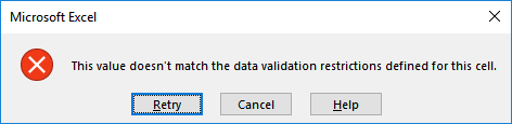Excel Este valor no coincide con los datos Error de validación