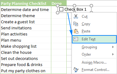 insertar checkbox en excel 2016