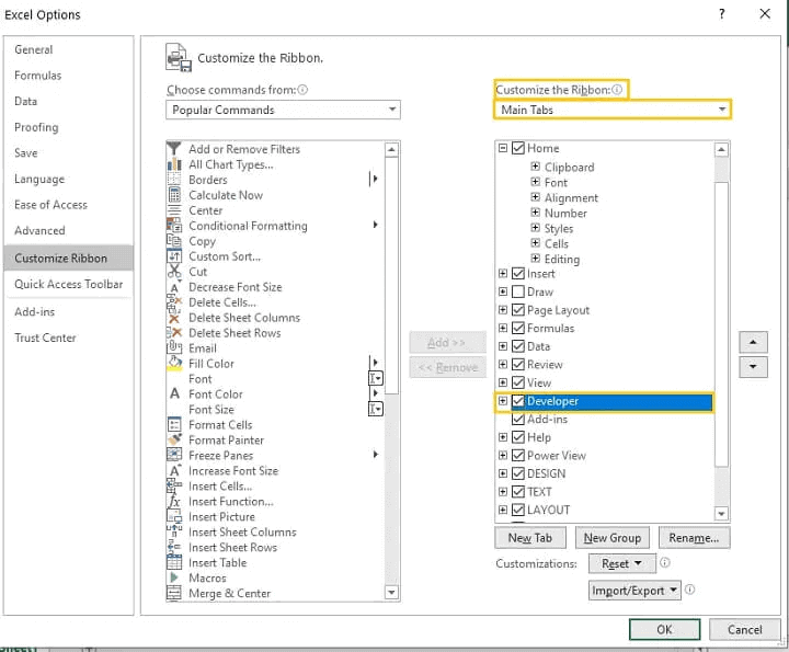 insertar checkbox en excel 2016