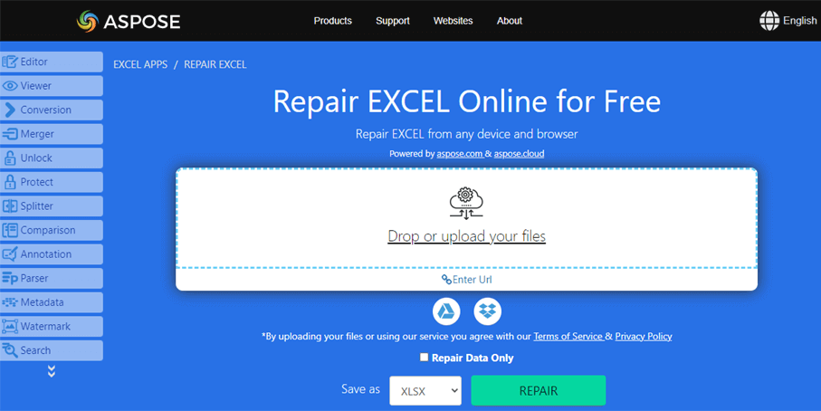 Excel Archivo Reparar En línea