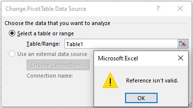referencia de Microsoft Excel no es válida