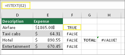arreglar #VALUE! Error en Excel