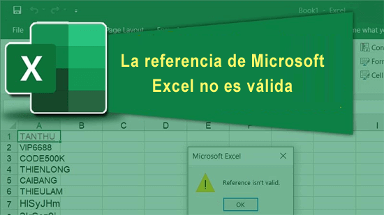La referencia de Microsoft Excel no es válida