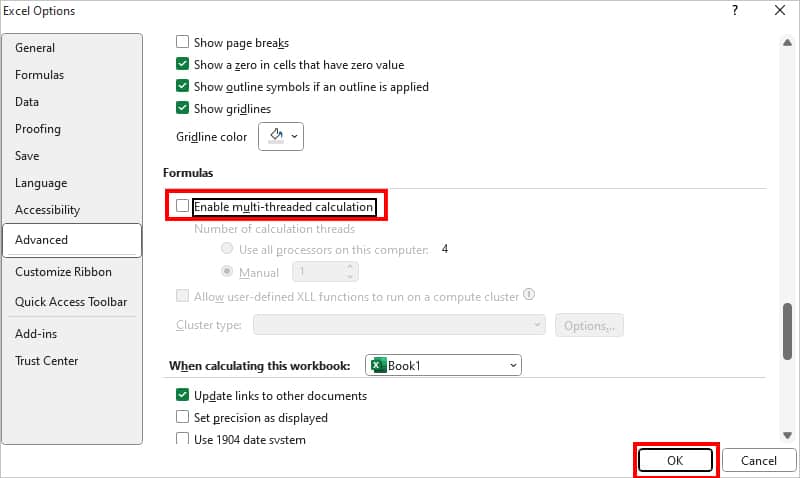 Excel se quedó sin recursos al Attempting calcular
