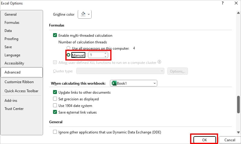 Excel se quedó sin recursos al Attempting calcular