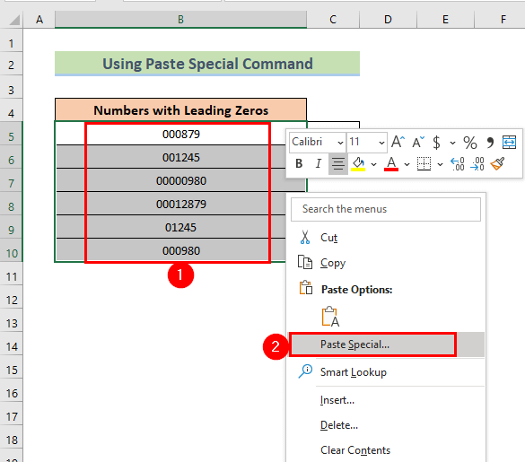 eliminar los ceros iniciales en Excel