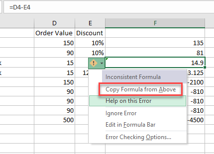 eliminar el triángulo verde en Excel