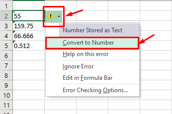 eliminar el triángulo verde en Excel