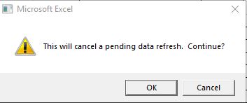 error de actualización de datos pendiente en Excel