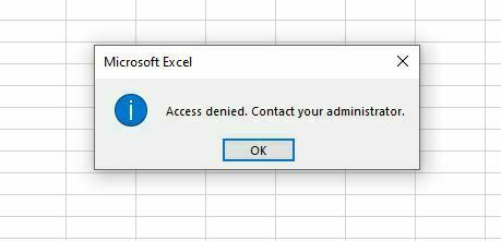 Access Denied Contact Your Administrator en Excel