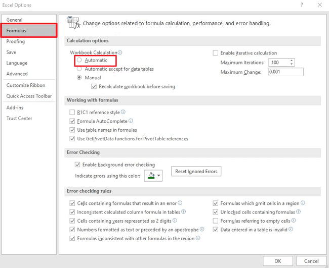 La fórmula que ingresó contiene un error en Excel