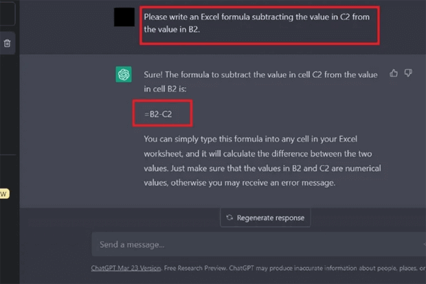 utilizar ChatGPT para escribir fórmulas de Excel