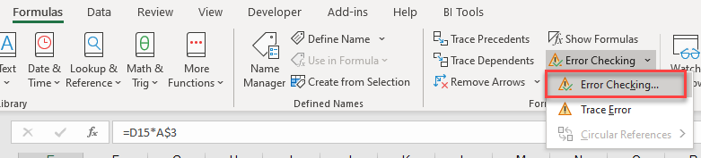 La fórmula que ingresó contiene un error en Excel