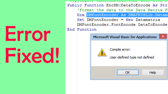 User-Defined Type Not Defined Error