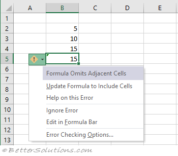 Formula Omits Adjacent Cells