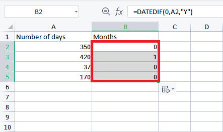 convertir días a meses en Excel